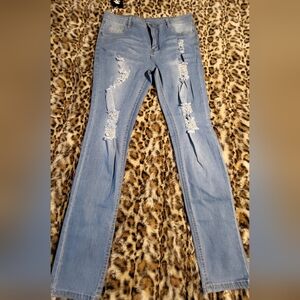 Brand NEW W/Tags Size 14 Waist 32 Boutique Jean Jeggings Distressed Stretchy